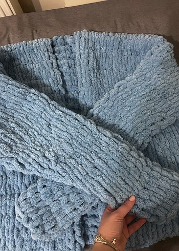 Mavi Örgü Hamile Hırka - Görsel 3