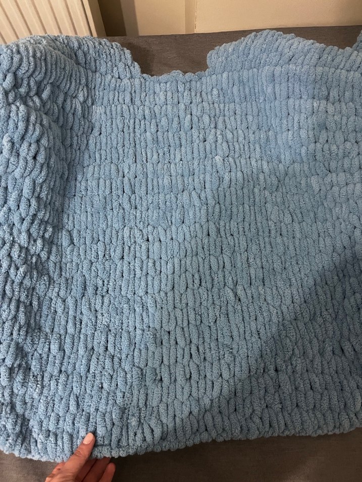 Mavi Örgü Hamile Hırka - Görsel 2