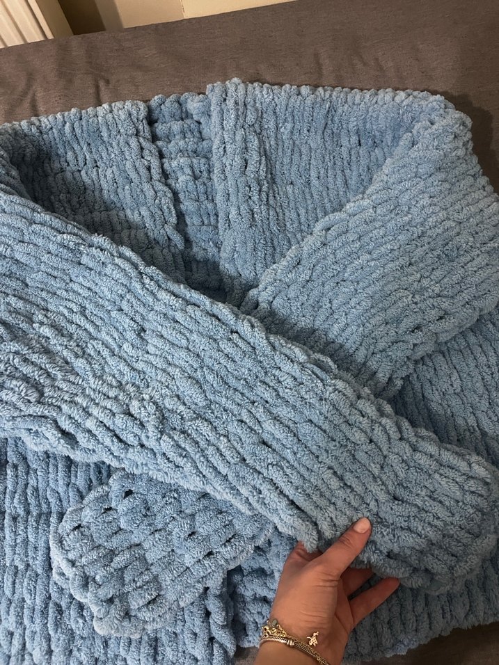 Mavi Örgü Hamile Hırka - Görsel 3