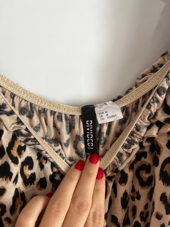 Leopar Desenli Kahverengi Mini Bluz - Görsel 4