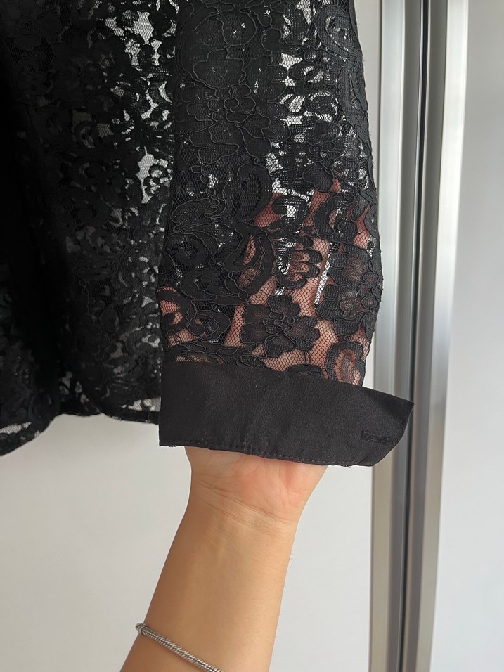 Dantel Detaylı Siyah Gotik Kadın Bluz - Görsel 2