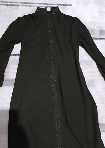 Düğmeli Uzun Kollu yeşil tunik