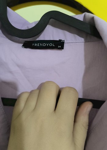 Mor Düğmeli Kısa Kollu Keten Gömlek - Görsel 7