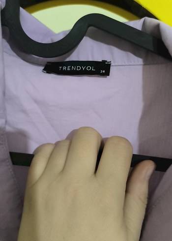 Mor Düğmeli Kısa Kollu Keten Gömlek - Görsel 8