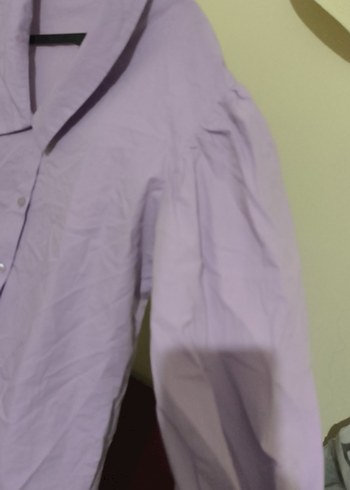 Mor Düğmeli Kısa Kollu Keten Gömlek - Görsel 5