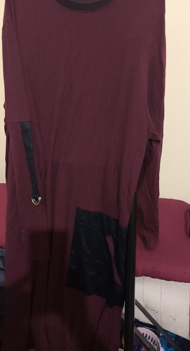 Bordo Uzun Kollu Salaş Tunik - Görsel 3