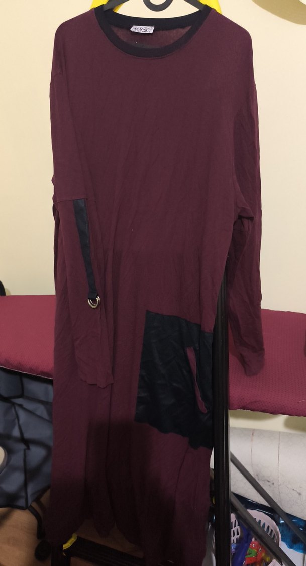 Bordo Uzun Kollu Salaş Tunik - Görsel 2