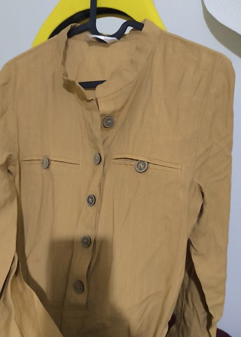 Bej Uzun Keten Kadın elbise - Görsel 4