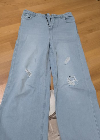 Mavi Bol Kesim Kadın Midi Kot Pantolon - Görsel 3