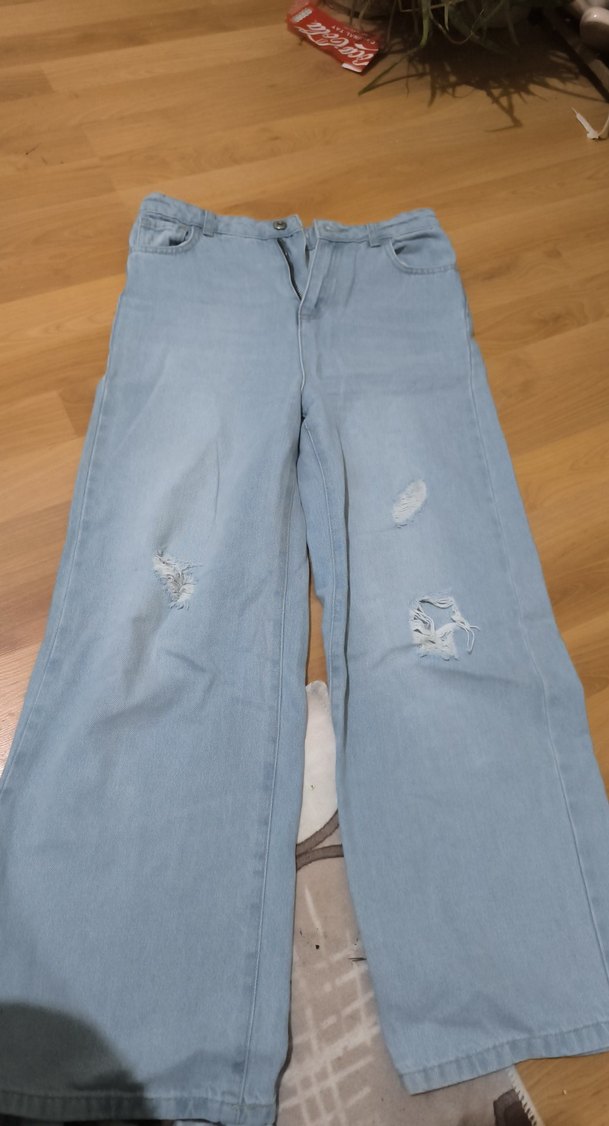 Mavi Bol Kesim Kadın Midi Kot Pantolon - Görsel 3