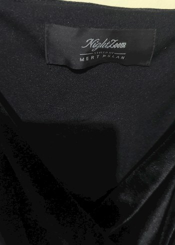 Siyah Drapeli V Yakalı Midi Kadın Elbise - Görsel 3