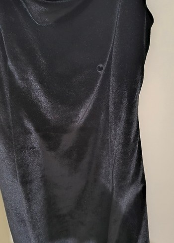 Siyah Drapeli V Yakalı Midi Kadın Elbise - Görsel 8