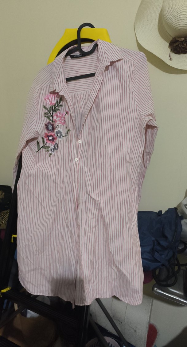 Nakışlı Düğmeli Pembe Kadın Gömlek - Görsel 4
