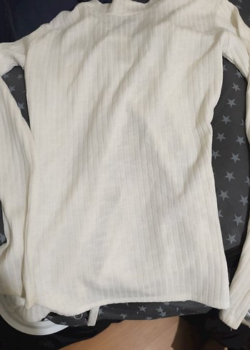 Düğmeli Beyaz Halter Yaka Fit Triko - Görsel 4