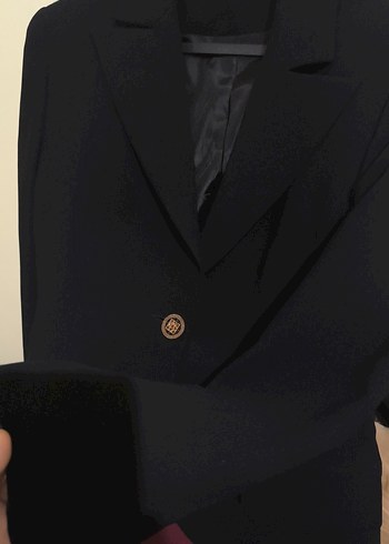 Siyah Düğmeli Kadın Blazer Ceket - Görsel 3