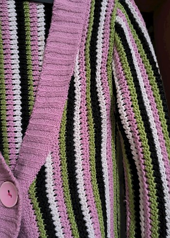 Çizgili Bohem Örgü Hırka - Görsel 7