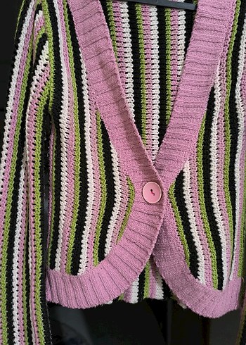 Çizgili Bohem Örgü Hırka - Görsel 3