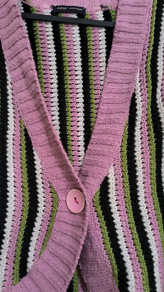 Çizgili Bohem Örgü Hırka - Görsel 4