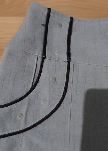 Bej Uzun Pilili Keten Kadın Etek - Görsel 3