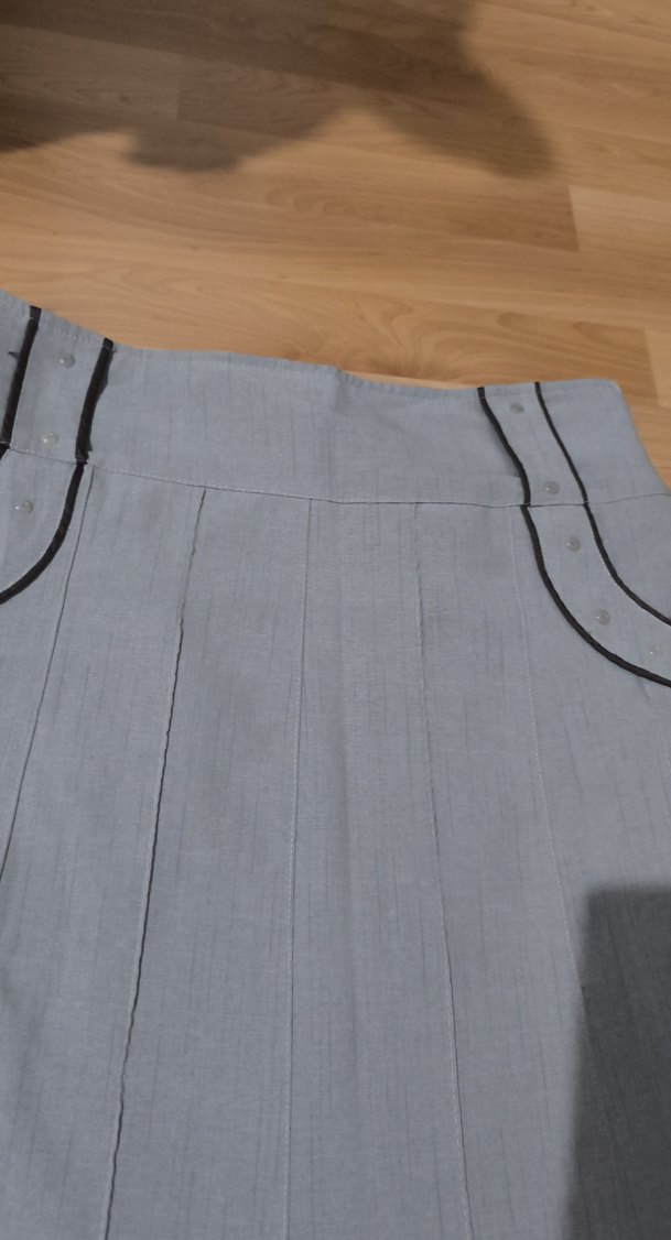 Bej Uzun Pilili Keten Kadın Etek - Görsel 4