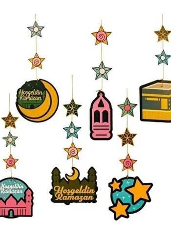 Çift Taraflı 6'lı Renkli Ramazan Süsü - Görsel 2