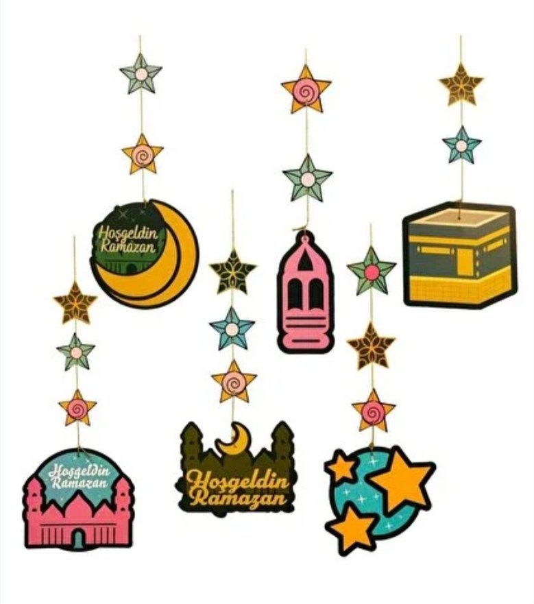 Çift Taraflı 6'lı Renkli Ramazan Süsü - Görsel 2