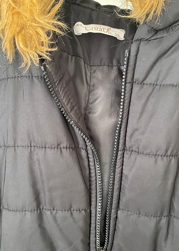 Uzun Siyah Fermuarlı Kadın Kışlık Ceket - Görsel 3