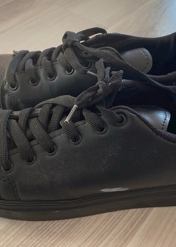 Siyah Bağcıklı İnce Topuklu Kadın Spor Ayakkabı - Görsel 3