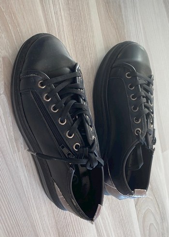 Siyah Goth Tarzı Platform Topuklu Kadın Spor Ayakkabı - Görsel 2