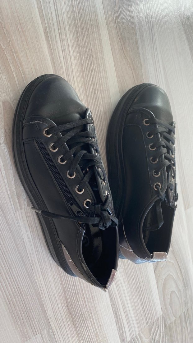 Siyah Goth Tarzı Platform Topuklu Kadın Spor Ayakkabı - Görsel 2