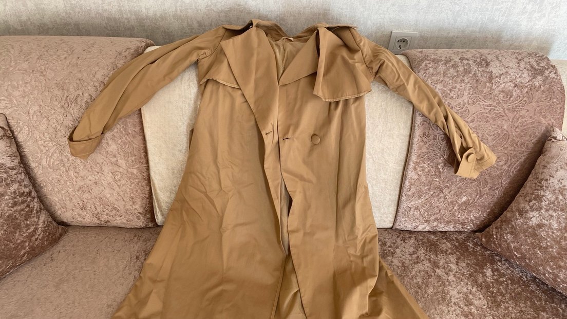 Bej Kadın Uzun Keten Trençkot - Görsel 4