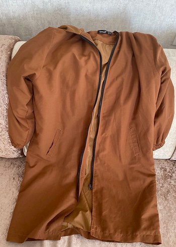 Kadın Kahverengi Uzun Fermuarlı trençkot - Görsel 7