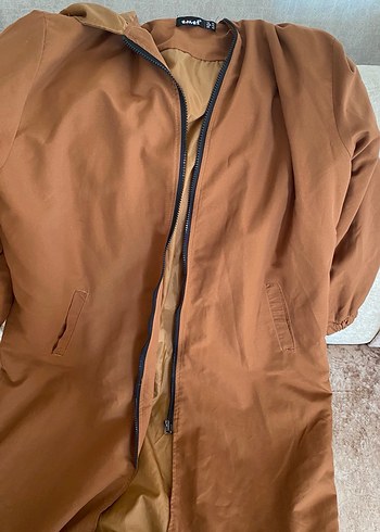 Kadın Kahverengi Uzun Fermuarlı trençkot - Görsel 6