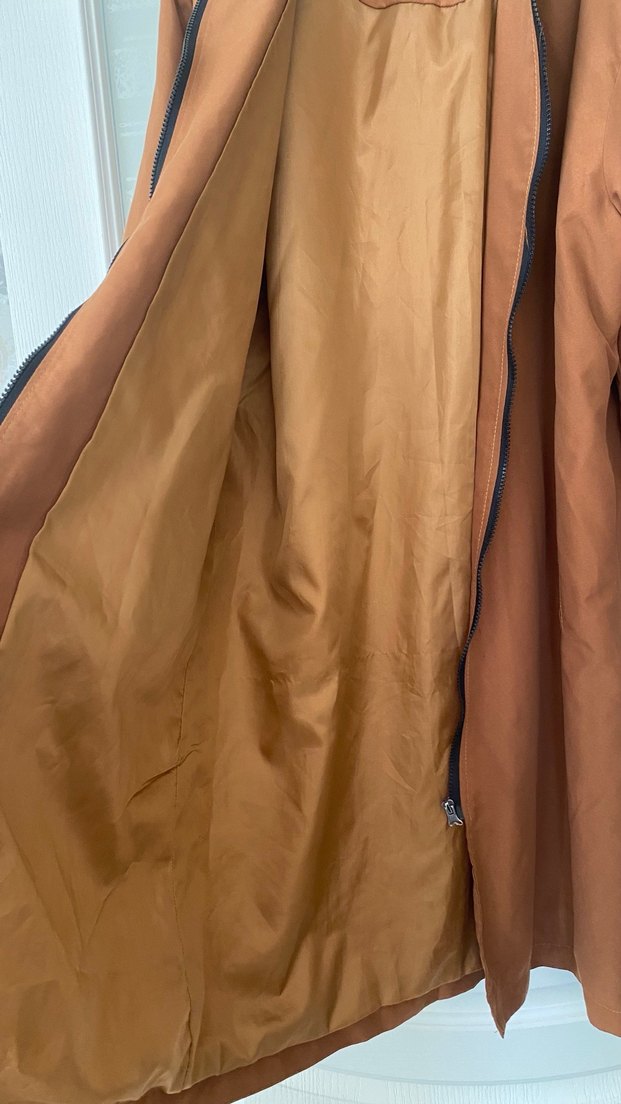 Kadın Kahverengi Uzun Fermuarlı trençkot - Görsel 3