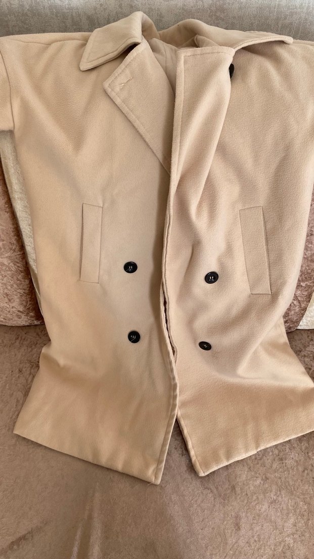 Bej Uzun Kadın Klasik Kaban - Görsel 2