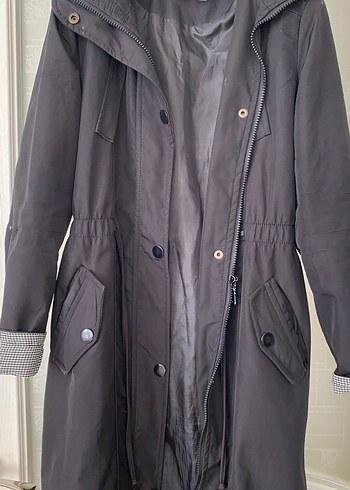 Düğmeli Siyah Hamile Uzun Kaban - Görsel 6