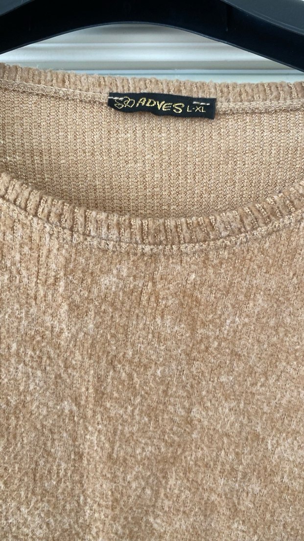 Bej Kadın Örgü Uzun Kollu Triko - Görsel 2