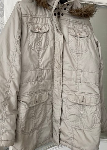 Gri Kürklü Midi Kadın Mont - Görsel 2