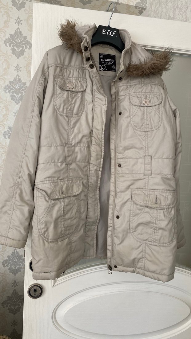 Gri Kürklü Midi Kadın Mont - Görsel 5