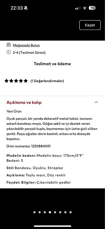 xs Beden mavi Renk mayo hm