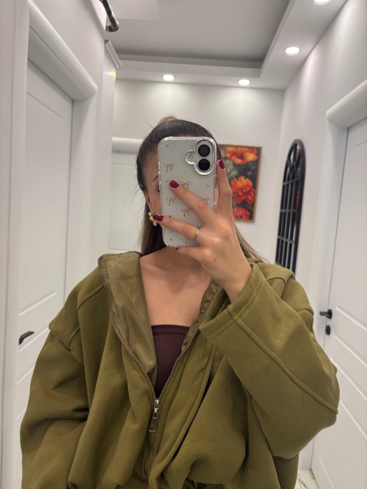 Kapüşonlu Salaş Kadın Eşofman Takımı - Görsel 3