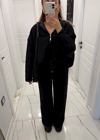 Siyah Oversize Kadın Eşofman Takımı - Görsel 4