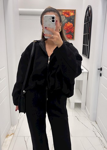 Siyah Oversize Kadın Eşofman Takımı - Görsel 2