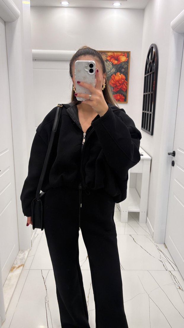 Siyah Oversize Kadın Eşofman Takımı - Görsel 2