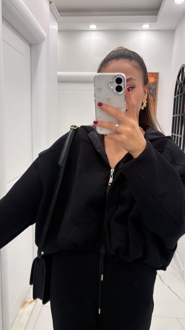 Siyah Oversize Kadın Eşofman Takımı - Görsel 3