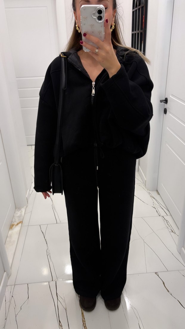 Siyah Oversize Kadın Eşofman Takımı - Görsel 5