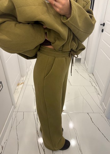 Kadın Haki Kapüşonlu Oversize Eşofman Takımı - Görsel 2