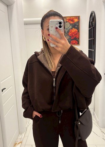 Kadın Kahverengi Salaş Eşofman Takımı - Görsel 2