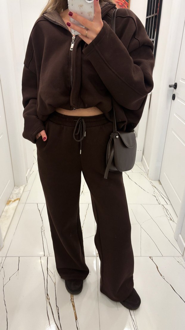 Kadın Kahverengi Salaş Eşofman Takımı - Görsel 4