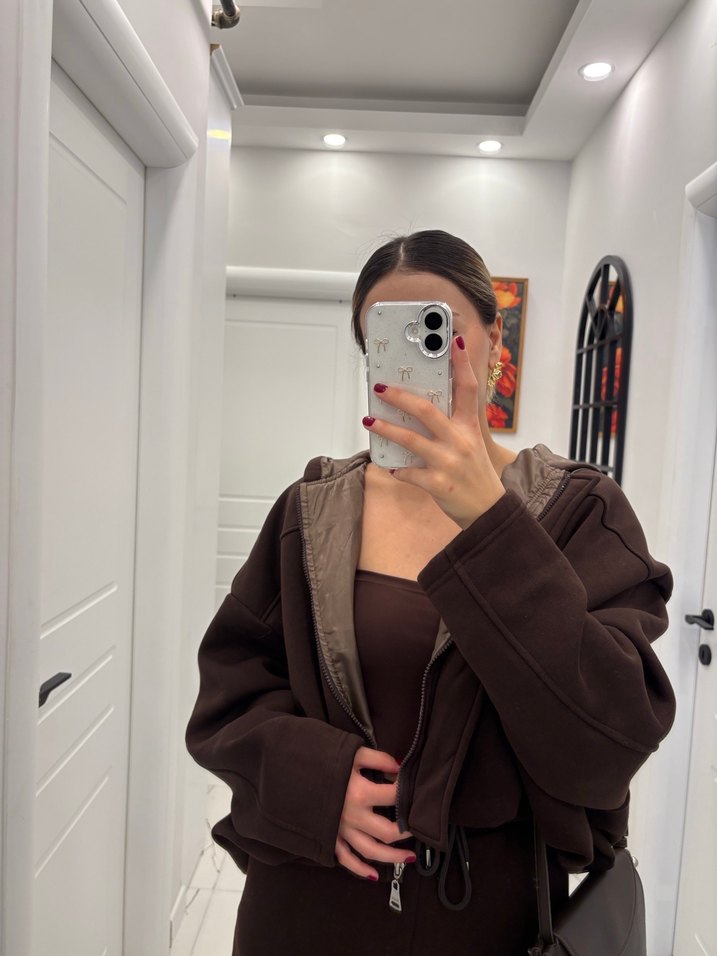 Kadın Kahverengi Salaş Eşofman Takımı - Görsel 5